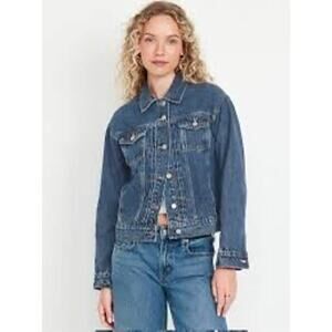 Old navy Classic Jean Jacket button front denim blue 100% cotton Women size XL
